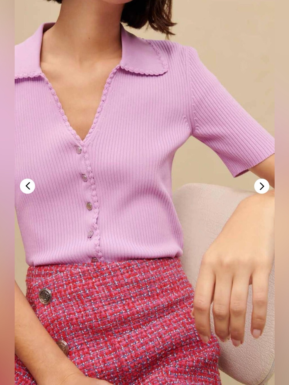 Maje Buttoned knit top Parma violet size FR 1 / US Small